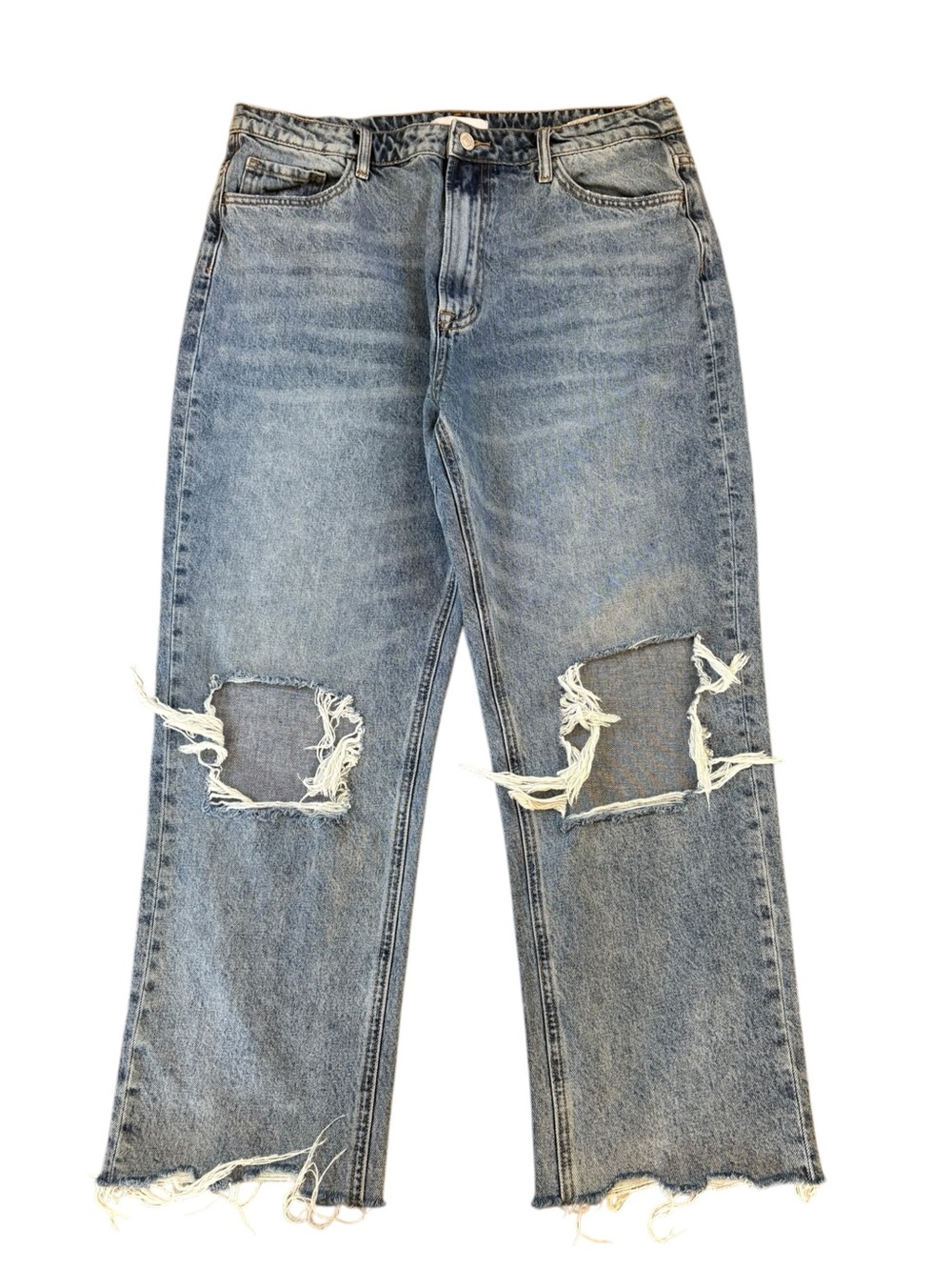 Vervet Distressed Straight Leg Hi Rise Jeans. Size 32